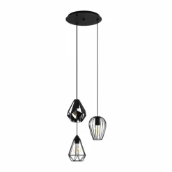 Lampes Vintages & Rétros-Luminaires Eglo Suspension Eglo-Leuchten DISTAFF Noir, 3 lumières