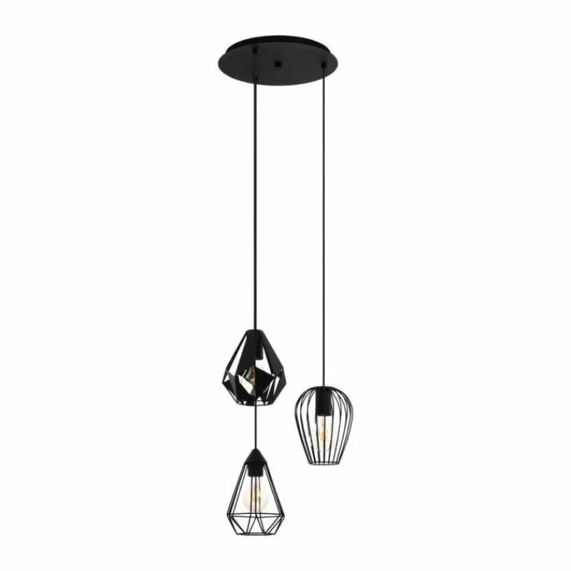 Lampes Vintages & Rétros-Luminaires Eglo Suspension Eglo-Leuchten DISTAFF Noir, 3 lumières