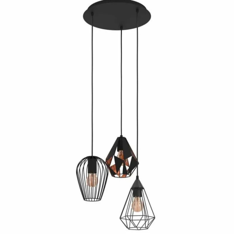Lampes Vintages & Rétros-Luminaires Eglo Suspension Eglo-Leuchten DISTAFF Noir, 3 lumières