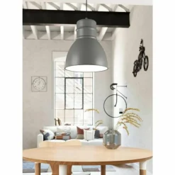 Lampes Industrielles-Luminaires Eglo Suspension Eglo-Leuchten EBURY Gris, Blanc, 1 lumière