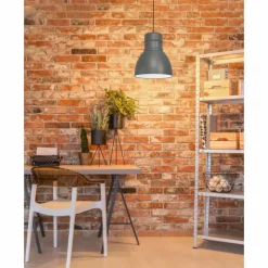 Lampes Industrielles-Luminaires Eglo Suspension Eglo-Leuchten EBURY Gris, Blanc, 1 lumière