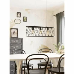 Lampes Vintages & Rétros-Luminaires Eglo Suspension Eglo-Leuchten GILTSPUR Noir, 3 lumières