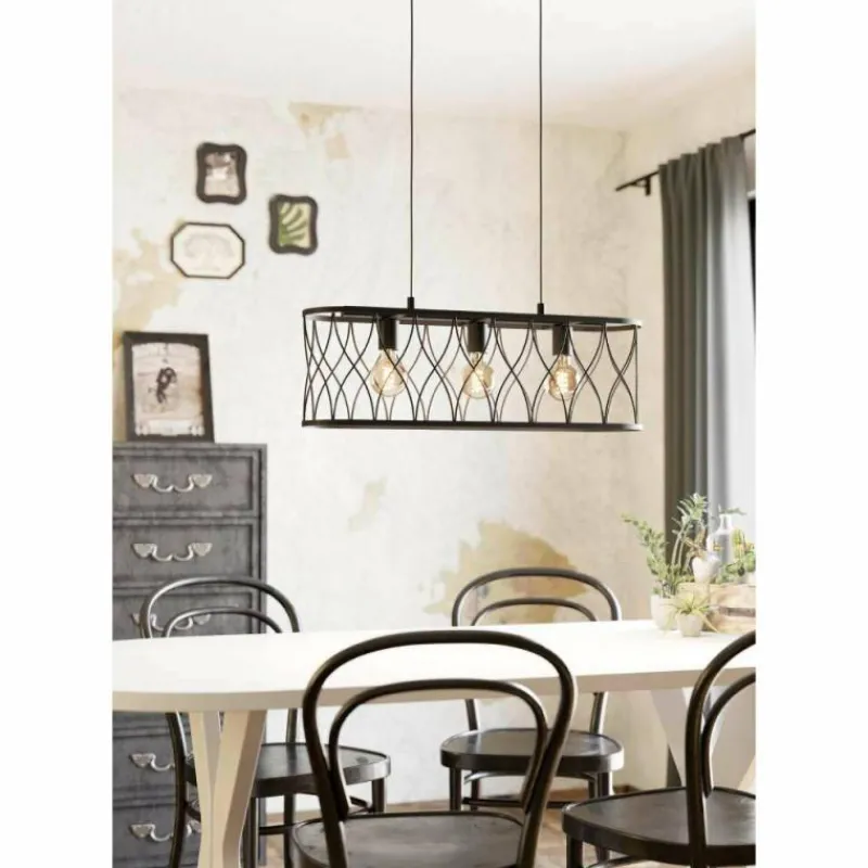 Lampes Vintages & Rétros-Luminaires Eglo Suspension Eglo-Leuchten GILTSPUR Noir, 3 lumières