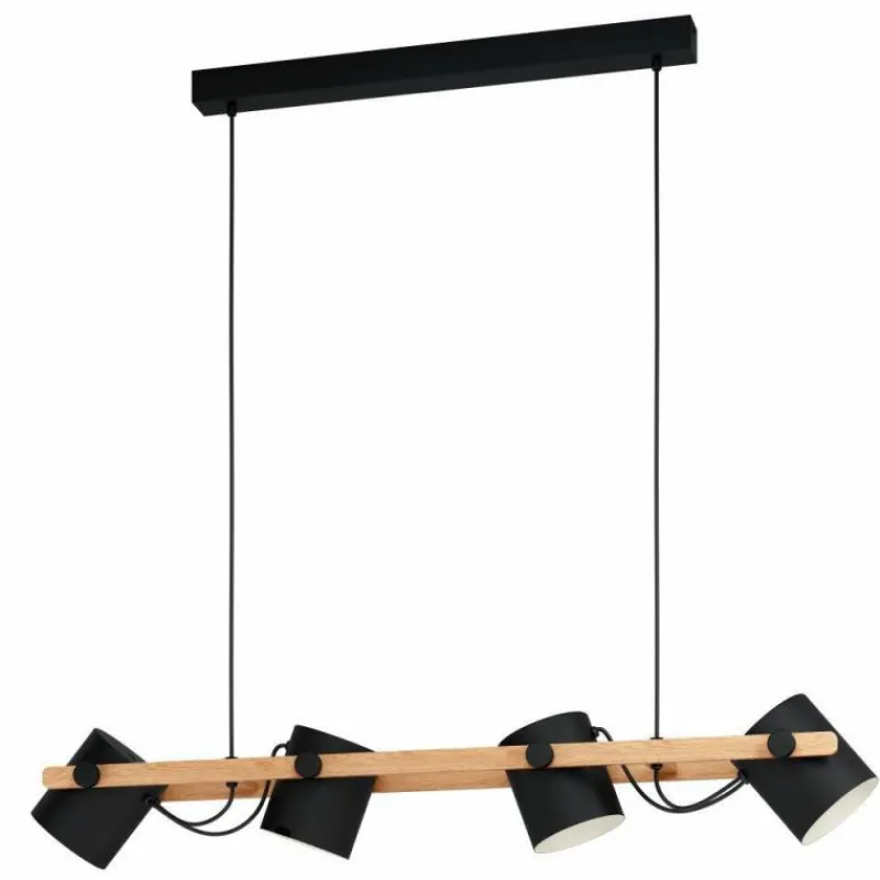 Lampes Vintages & Rétros-Luminaires Eglo Suspension Eglo-Leuchten HORNWOOD Crème, Noir, 4 lumières