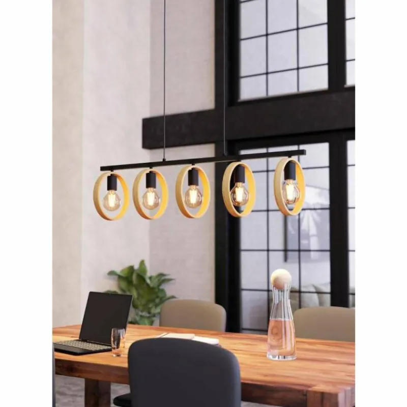 Lampes Vintages & Rétros-Luminaires Eglo Suspension Eglo-Leuchten IPSDEN Noir, 5 lumières