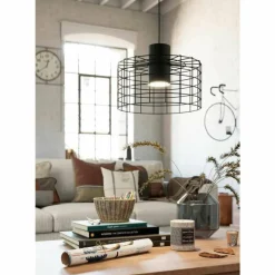 Lampes Industrielles-Luminaires Eglo Suspension Eglo-Leuchten MILLIGAN Noir, Blanc, 1 lumière