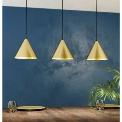 Lampes Dorées-Luminaires Eglo Suspension Eglo-Leuchten NARICES Noir, 3 lumières