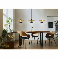 Lampes Dorées-Luminaires Eglo Suspension Eglo-Leuchten NUVANO LED Or, Noir, 3 lumières