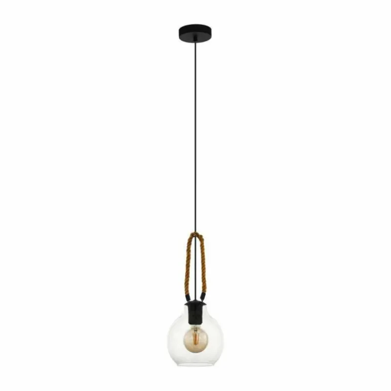 Lampes Vintages & Rétros-Luminaires Eglo Suspension Eglo-Leuchten RODING Brun, Noir, 1 lumière