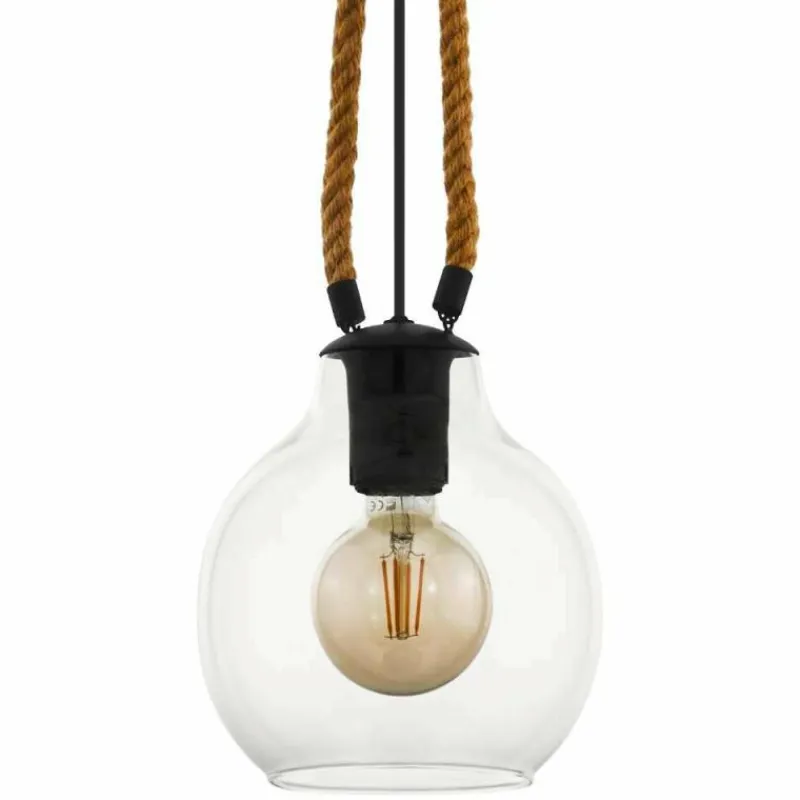 Lampes Vintages & Rétros-Luminaires Eglo Suspension Eglo-Leuchten RODING Brun, Noir, 1 lumière