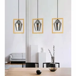 Lampes En Bois-Luminaires Eglo Suspension Eglo-Leuchten VIGLIONI Brun, Noir, 3 lumières