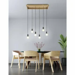 Lampes Vintages & Rétros-Luminaires Eglo Suspension Eglo-Leuchten WOOTTON Brun, Noir, 6 lumières