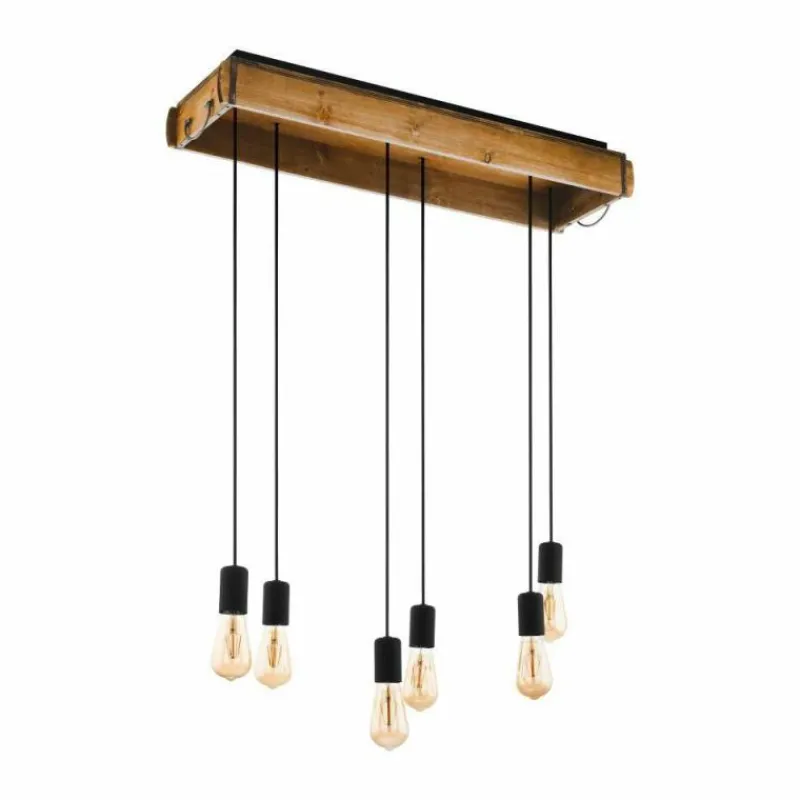 Lampes Vintages & Rétros-Luminaires Eglo Suspension Eglo-Leuchten WOOTTON Brun, Noir, 6 lumières