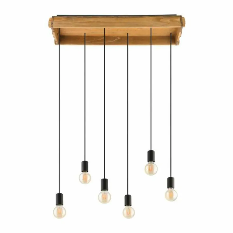 Lampes Vintages & Rétros-Luminaires Eglo Suspension Eglo-Leuchten WOOTTON Brun, Noir, 6 lumières