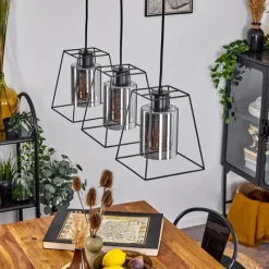 Suspension Verre Fumé-hofstein Suspension Ehtamo Noir, 3 lumières