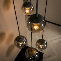 Suspension Verre Fumé-Zijlstra Suspension Eidanger Argent Oxydé, 5 lumières