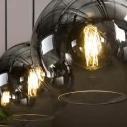 Suspension Verre Fumé-hofstein Suspension Eidanger Argent Oxydé, 3 lumières