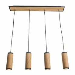 Lampes En Bois-Luminaires Elobra Suspension Elobra Bolivia Écru, Noir, 4 lumières