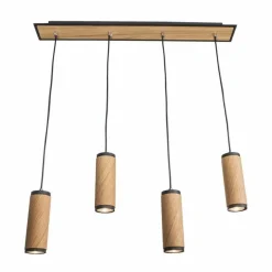 Lampes En Bois-Luminaires Elobra Suspension Elobra Bolivia Écru, Noir, 4 lumières