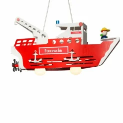 Lampes En Bois-Luminaires Elobra Suspension Elobra FRED Rouge, Argenté, 2 lumières