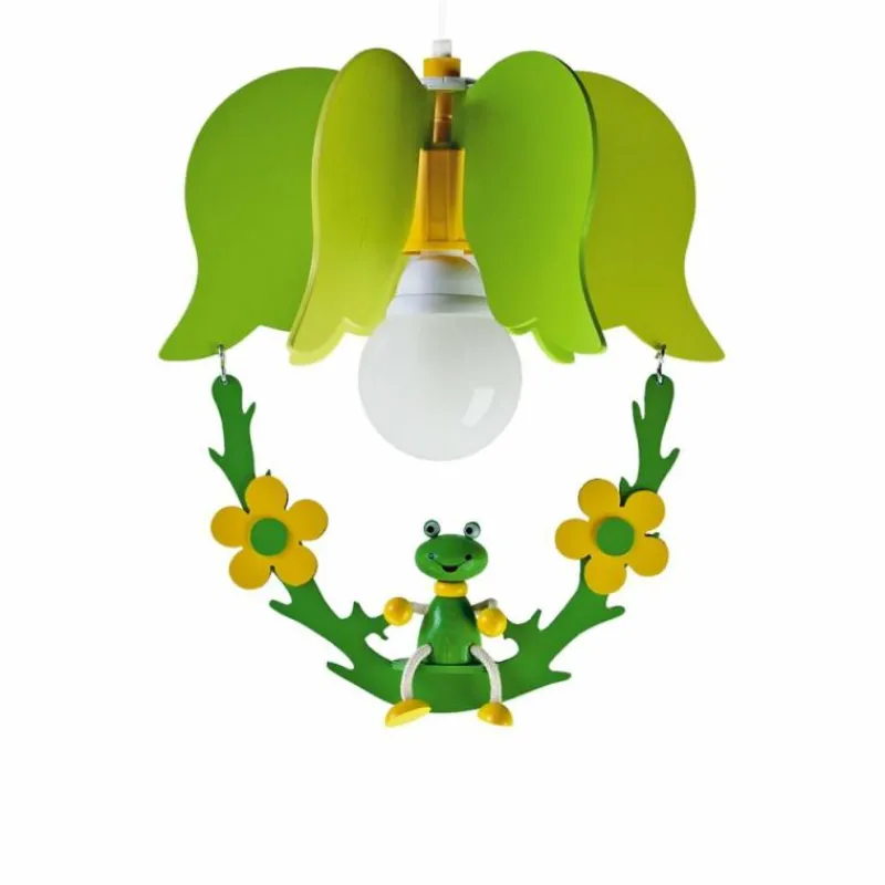 Lampes En Bois-Luminaires Elobra Suspension Elobra FROSCH Vert, 1 lumière