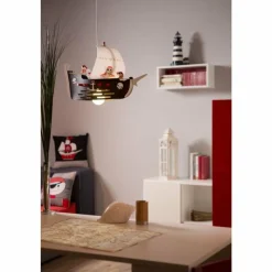Lampes En Bois-Luminaires Elobra Suspension Elobra PIRATENSCHIFF Noir, 1 lumière