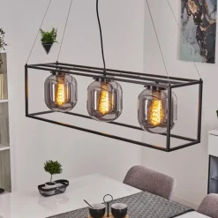 Suspension Verre Fumé-hofstein Suspension Elvange Noir, 3 lumières