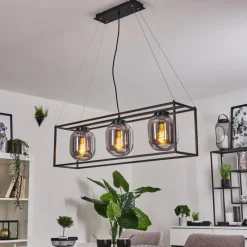 Suspension Verre Fumé-hofstein Suspension Elvange Noir, 3 lumières