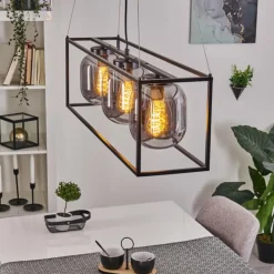 Suspension Verre Fumé-hofstein Suspension Elvange Noir, 3 lumières