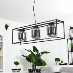 Suspension Verre Fumé-hofstein Suspension Elvange Noir, 3 lumières