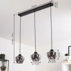 Suspension Verre Fumé-hofstein Suspension Erruretuhu Noir, 3 lumières