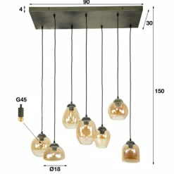 Zijlstra Suspension Espriella Argent Oxydé, 7 lumières