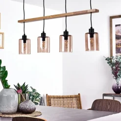 Lampes Vintages & Rétros-hofstein Suspension Ethelton Bois foncé, Noir, 4 lumières