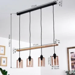 Lampes Vintages & Rétros-hofstein Suspension Ethelton Bois foncé, Noir, 4 lumières