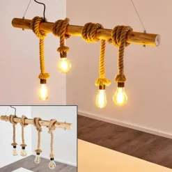 Style Boho-Chic-hofstein Suspension Etowah Brun, Noir, 4 lumières