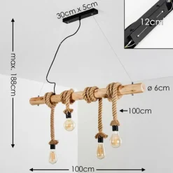 Style Boho-Chic-hofstein Suspension Etowah Brun, Noir, 4 lumières