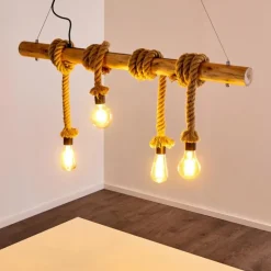 Style Boho-Chic-hofstein Suspension Etowah Brun, Noir, 4 lumières
