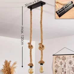 Style Boho-Chic-hofstein Suspension Etowah Brun, Noir, 2 lumières