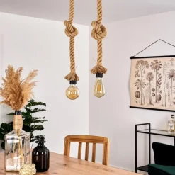 Style Boho-Chic-hofstein Suspension Etowah Brun, Noir, 2 lumières