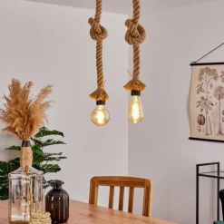 Style Boho-Chic-hofstein Suspension Etowah Brun, Noir, 2 lumières