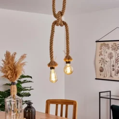 Style Boho-Chic-hofstein Suspension Etowah Brun, Noir, 2 lumières