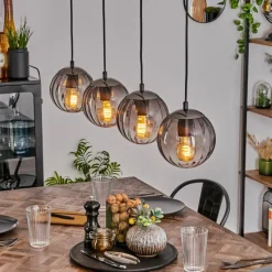 hofstein Suspension Evolene Noir, 4 lumières