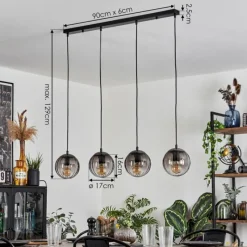 hofstein Suspension Evolene Noir, 4 lumières