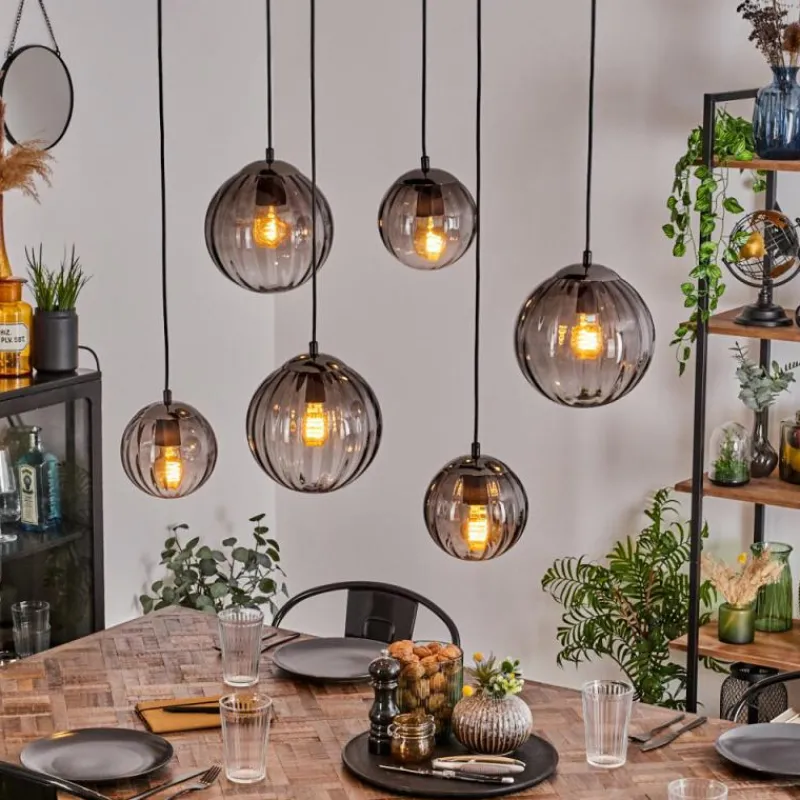 hofstein Suspension Evolene Noir, 6 lumières