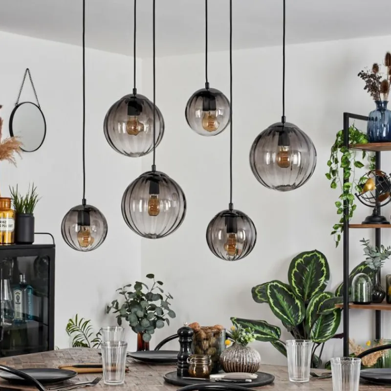 hofstein Suspension Evolene Noir, 6 lumières