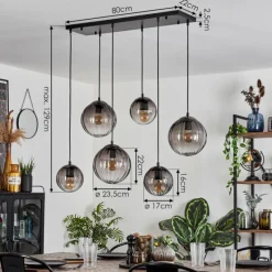 hofstein Suspension Evolene Noir, 6 lumières