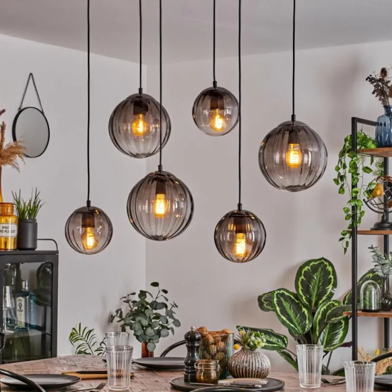 hofstein Suspension Evolene Noir, 6 lumières