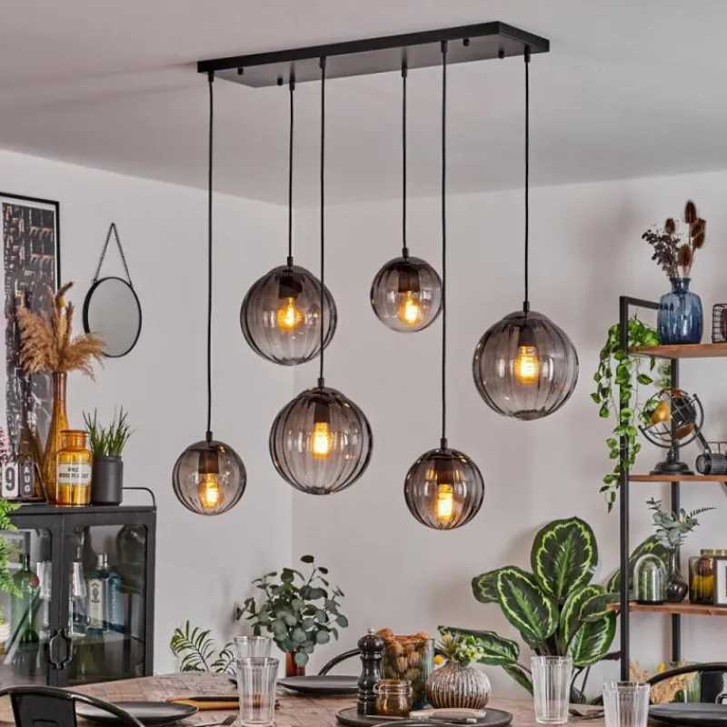 hofstein Suspension Evolene Noir, 6 lumières