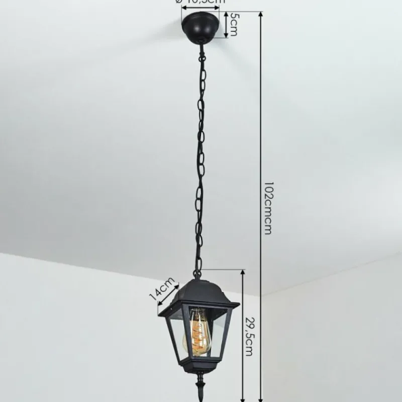 Luminaires Rustiques-hofstein Suspension extérieur Naofe Noir, 1 lumière
