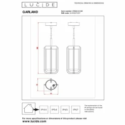 Luminaires Lucide Suspension extérieure Lucide GARLAND Noir, 1 lumière